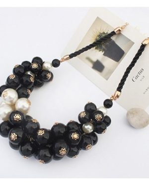 Black & White Pearl Bib Necklace