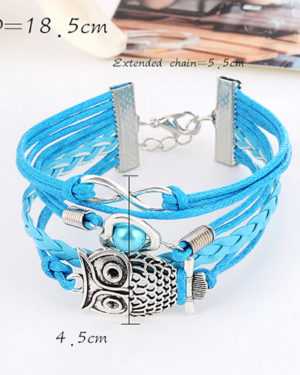 Blue Infinity Owl & Heart Shape Multilayer Bracelet