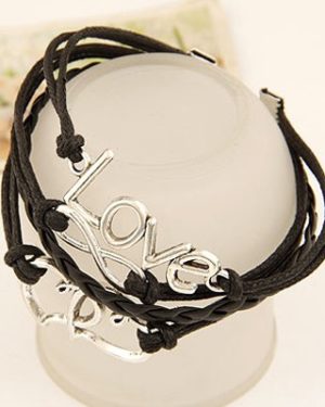 Brown Love, Infinity & Double Heart Shape Bracelet