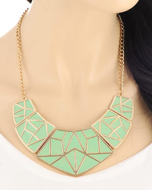 Green Geometric Shape Bib Necklace