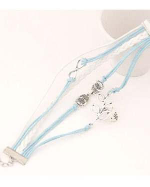 Light Blue Owl Shape Pendant Bracelet