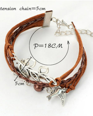 Love Bird Pendant Brown Bracelet