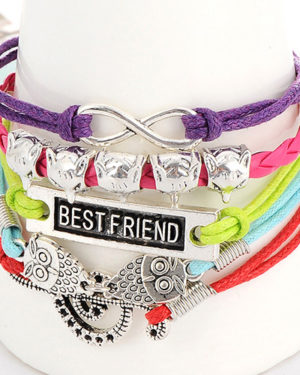 Multicolour Bestfriend, Infinity, Owl & Music Symbol Bracelet
