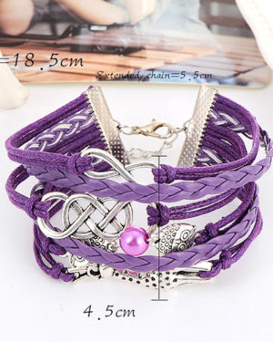 Purple Infinity Owl & Giraffe Shape Multilayer Bracelet