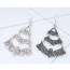 Silver Color Flower Pattern Decorated Hollow Out Multi-layer Earrings