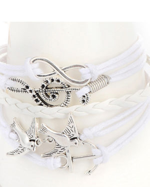 White Infinity, Owl & Giraffe Shape Multilayer Bracelet