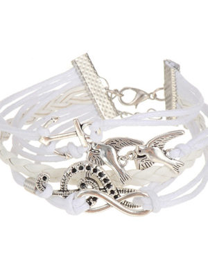 White Bird & Music Notation Shape Multilayer Bracelet