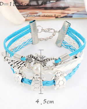 White & Blue Sea Horse & Tortoise Bracelet
