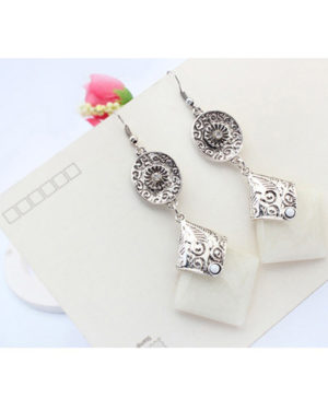 White Square Gemstone Pendant Earrings