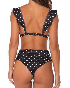 Dotted Print Ruffle Bikini Swimwear Set