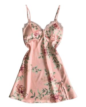 Pink Floral Chemise Sleepwear Lingerie Nightgown